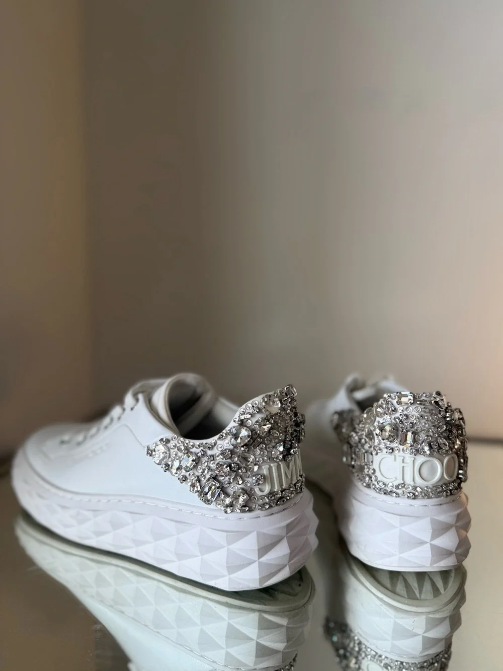 JIMMY CHOO Diamond Maxi Crystal-Embellished Sneakers $1,595 37